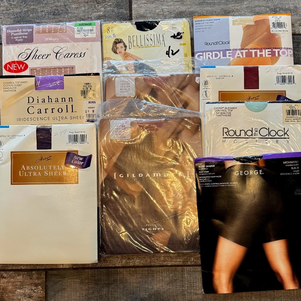 BUNDLE OF 10 PAIRS of pantyhose, Assorted colors, All size 2, Medium, B;